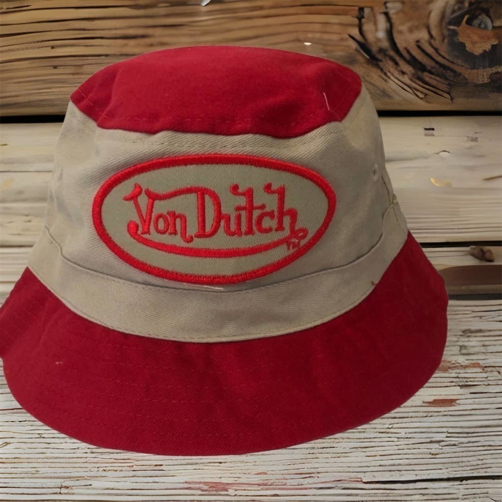 Von Dutch Bucket Hat Red Beige Big Kids Unisex